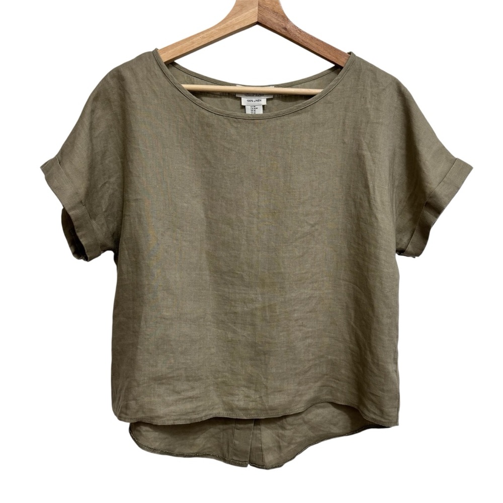 Rachel Zoe 100% Linen‎ Button Back Blouse Top Women Medium Boxy Fit